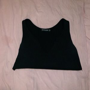 Black Low Cut Crop Tank